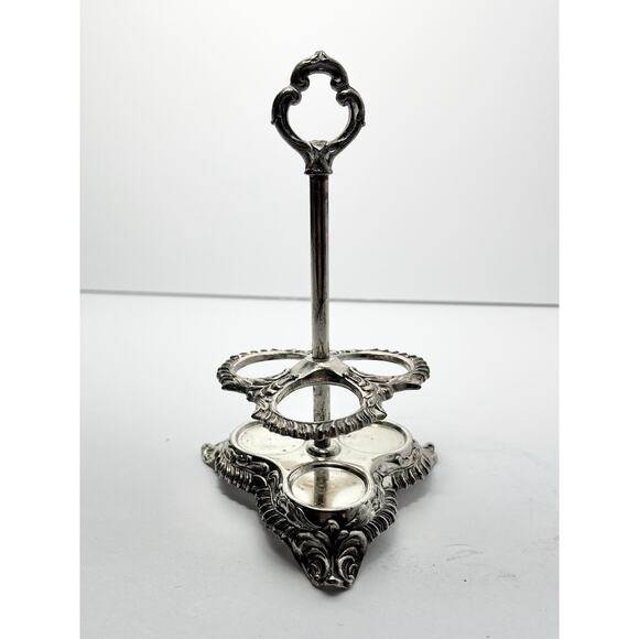 Vintage Silverplate Miniature 3-Shaker Salt & Pepper Cruet, Apple Condiment Dish - Picture 4 of 13